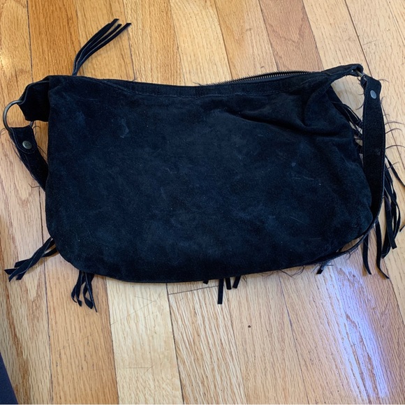 Roxy Black Suede Hobo or Western Purse with Fringe. - Picture 5 of 9